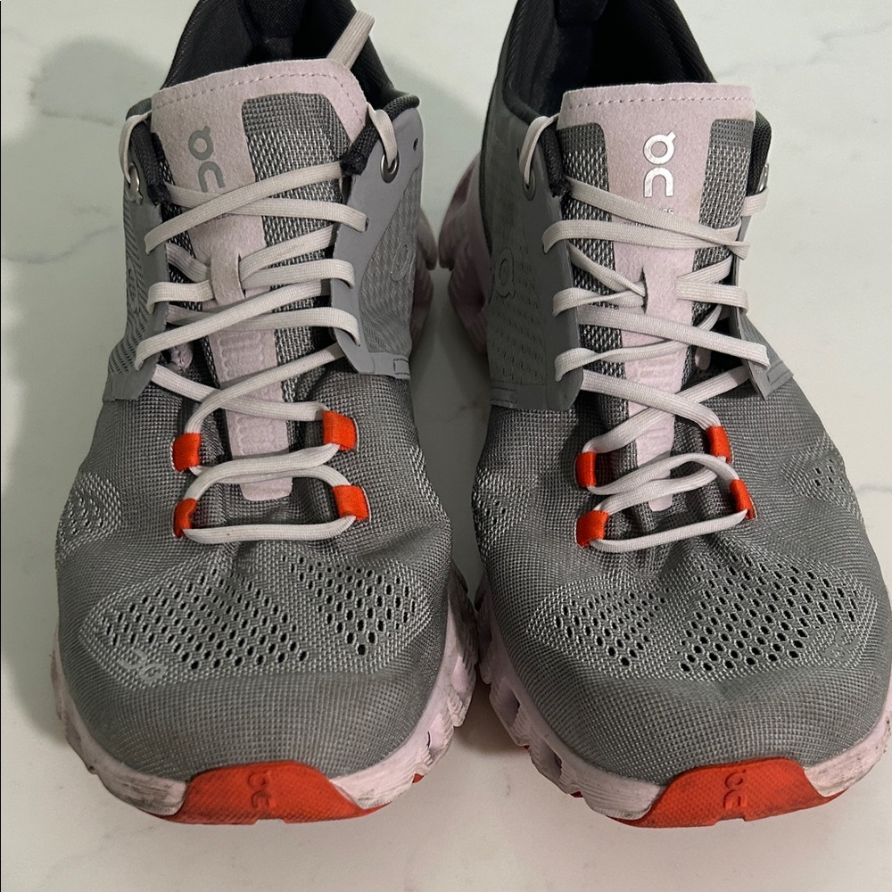 On Running Women's Athletic Shoes in Gray and Orange